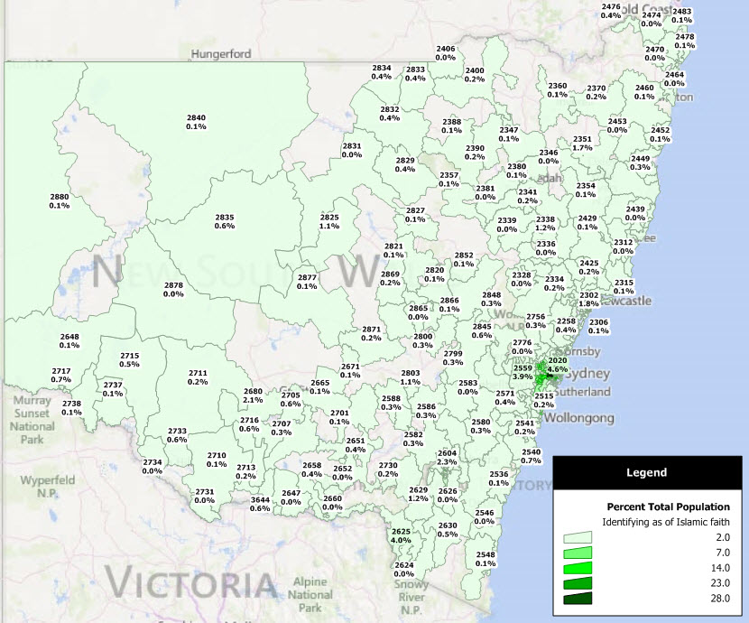 New South Wales Postcode Map Islam Pct Nsw - Mapmakers Australia